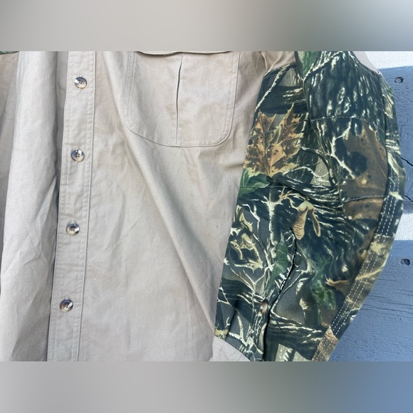 Cabelas Hunting Shirt Mens sz 2XL Tall Camo Tan Work Outdoors Button up Turkey - Picture 4 of 12